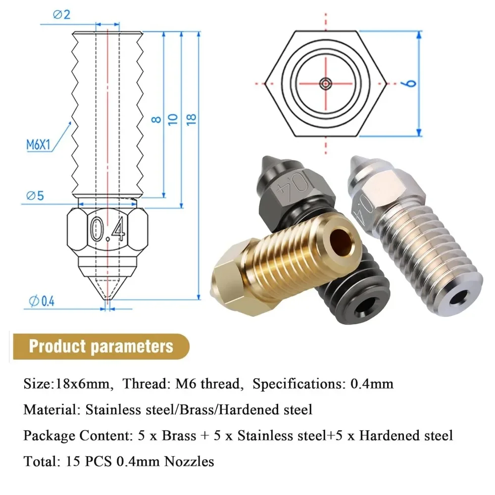 5/10 قطع من فوهات الطباعة ثلاث - مراجعة 3D Printer Nozzle Brass وسعره